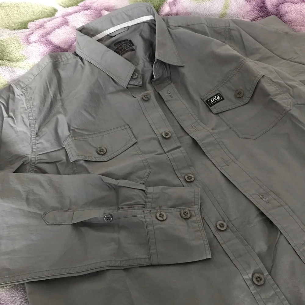 Long Sleeve Casual Button Down Shirt in Graphite Gray Color
